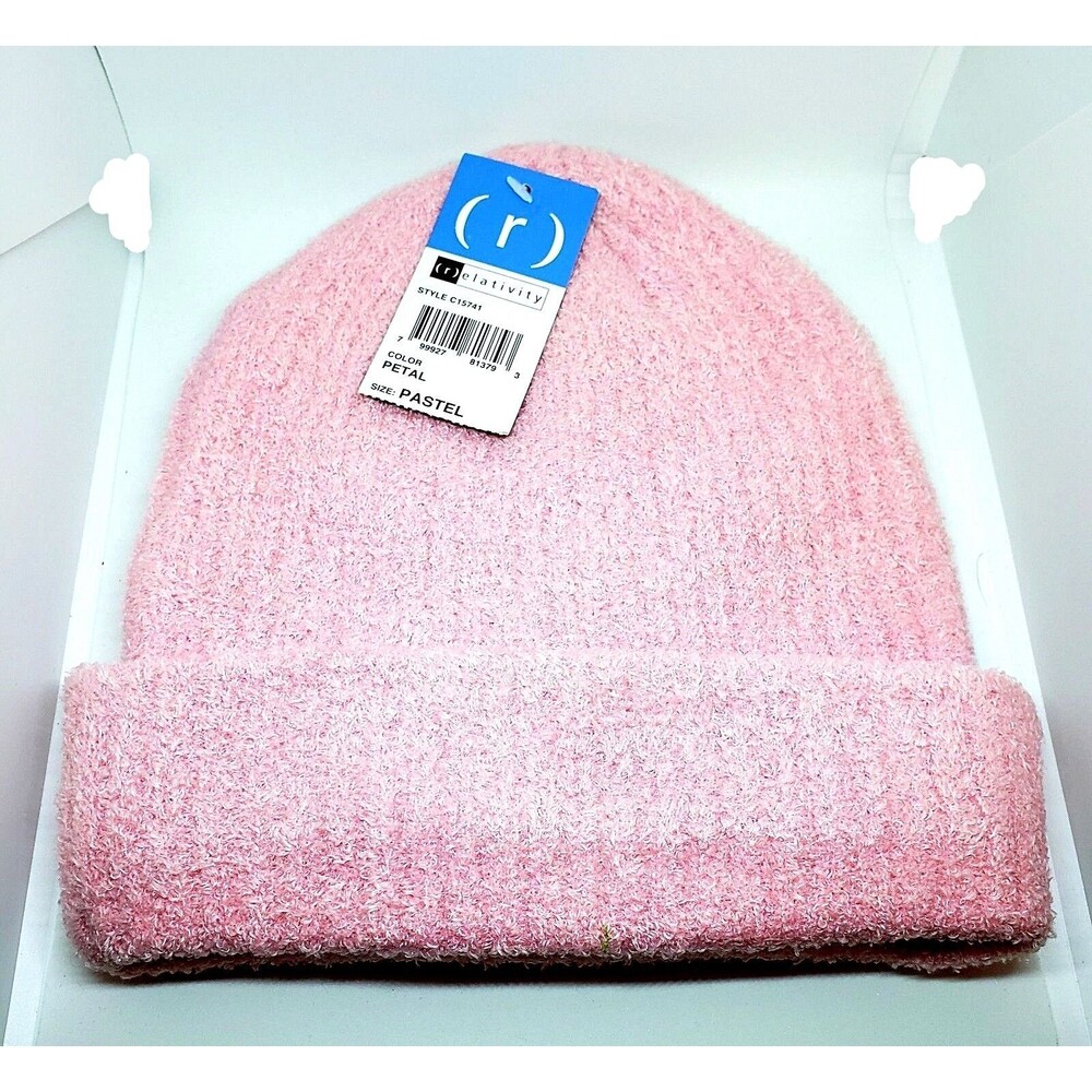 RELATIVITY Beanie Petal Pink One Size Ski Cap Pastel Womens Hat New with Tags